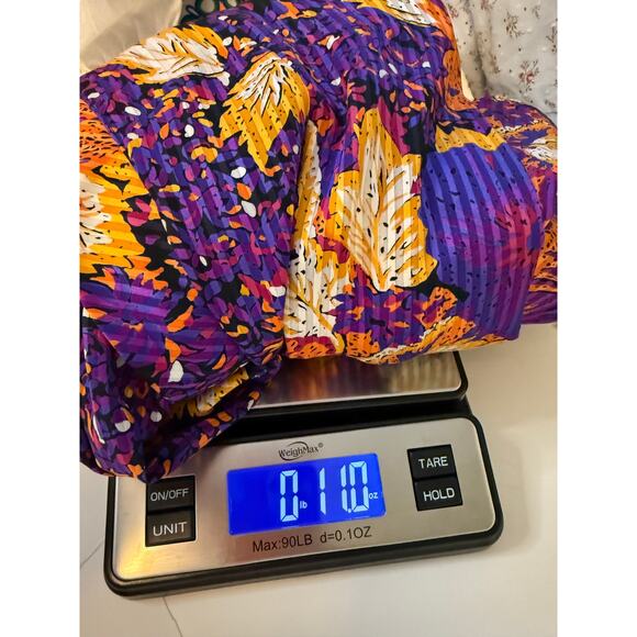 Vintage 80s Mystic Dress M – Bold Floral Pleated Midi w/ Shoulder Pads Belted - Picture 9 of 9